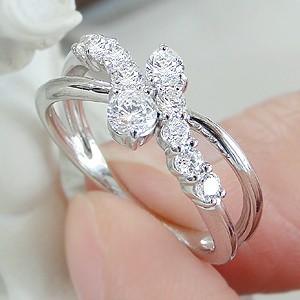 ダイヤモンド リング プラチナ pt950 0.5ct テンダイヤ クロス ダイヤ 指輪 Hカラー SIクラス エタニティの画像