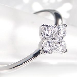 ダイヤモンド リング プラチナ pt950 0.5ctUP フラワー 花 かわいい ダイヤ 指輪 Hカラー SIクラス エタニティの画像
