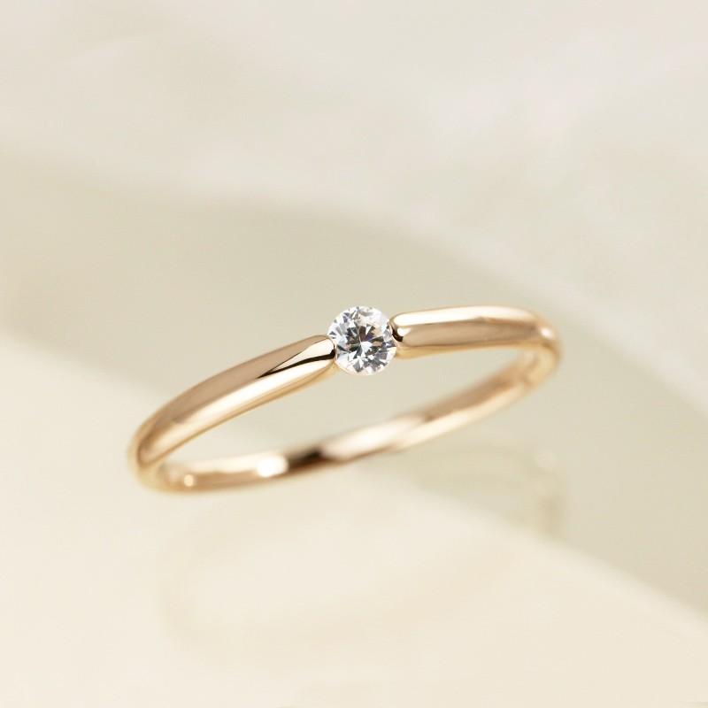 0.08ct K18 ダイヤモンド一粒リング  K18YG/PG/WG ゴールド ダイヤ 指輪 一粒 Hカラー SIクラス 18金 カラーは選べる3カラーの画像