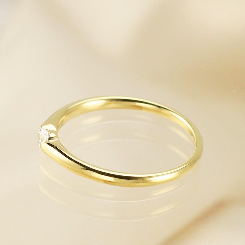 K18 ゴールド 0.08 ダイヤモンド リング 8号 Jeweluce（ジュエルーチェ） 0.08ct K18 ダイヤモンド一粒リング K18YG