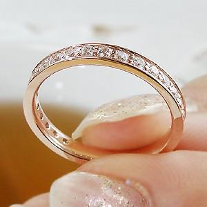 ダイヤモンド フルエタニティ リング K10 YG PG WG ゴールド 0.5ct ダイヤ 指輪 Hカラー SIクラス フチあり 10金 選べる3カラーの画像