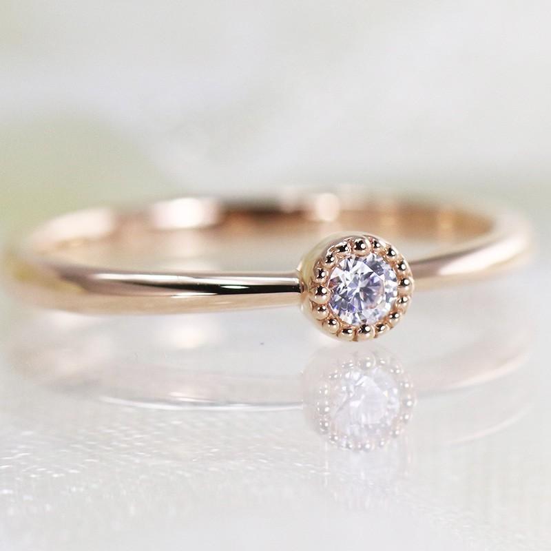 0.06ct ダイヤモンド リング K10 YG/PG/WG ゴールド　ダイヤ 指輪 一粒 Hカラー/SIクラス 10金 カラーは選べる3カラーの画像
