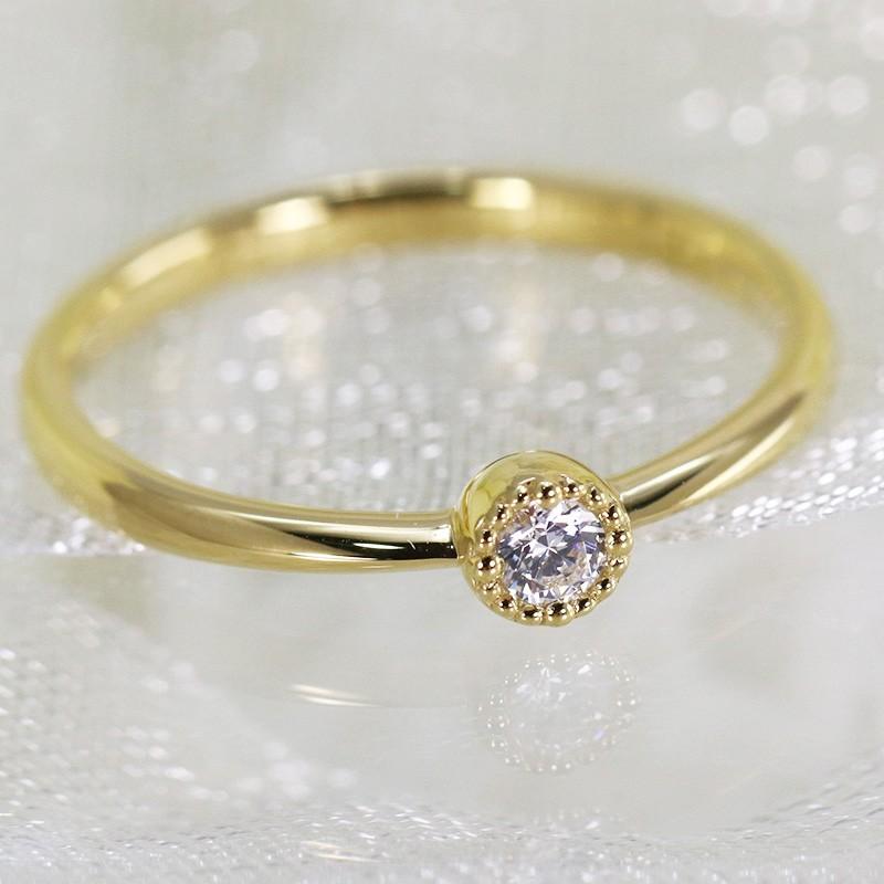0.06ct ダイヤモンド リング K10 YG/PG/WG ゴールド　ダイヤ 指輪 一粒 Hカラー/SIクラス 10金 カラーは選べる3カラーの画像