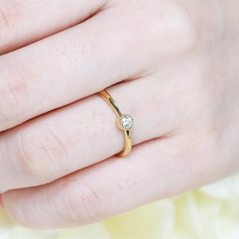 0.06ct ダイヤモンド リング K10 YG/PG/WG ゴールド　ダイヤ 指輪 一粒 Hカラー/SIクラス 10金 カラーは選べる3カラーの画像