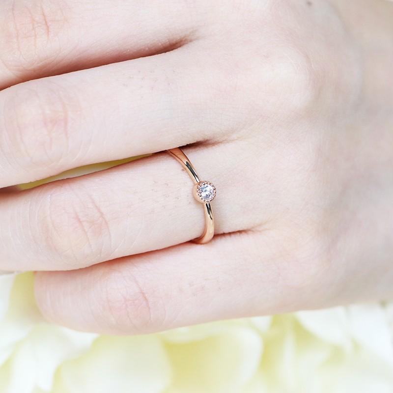 0.06ct ダイヤモンド リング K10 YG/PG/WG ゴールド　ダイヤ 指輪 一粒 Hカラー/SIクラス 10金 カラーは選べる3カラーの画像