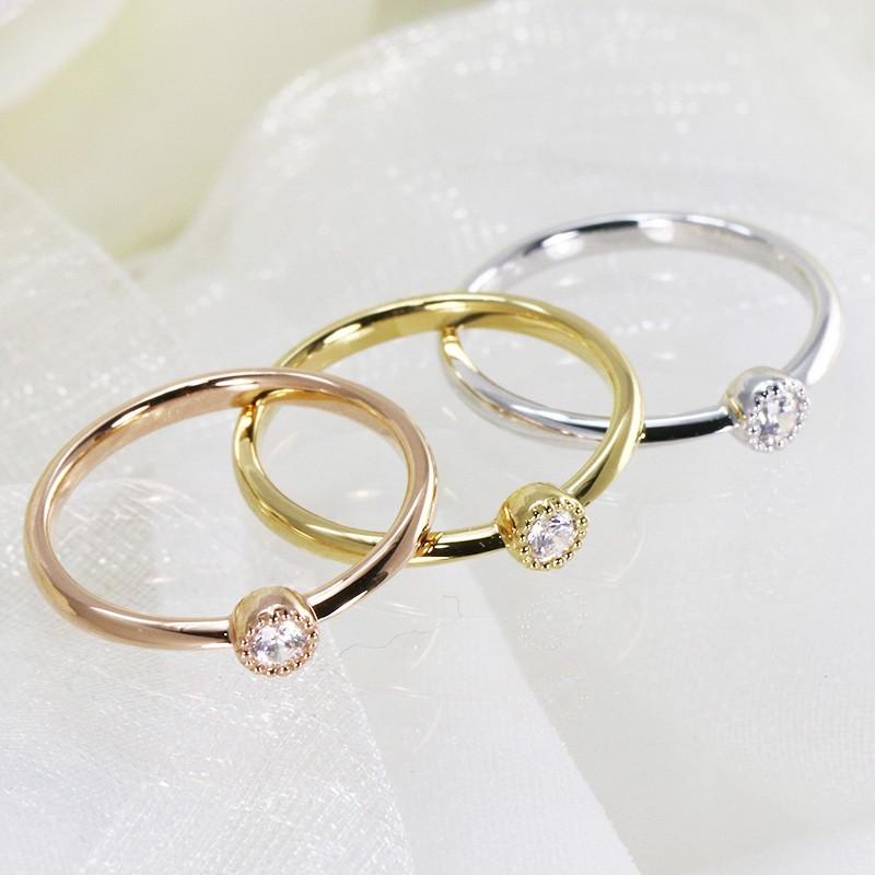 0.06ct ダイヤモンド リング K10 YG/PG/WG ゴールド　ダイヤ 指輪 一粒 Hカラー/SIクラス 10金 カラーは選べる3カラーの画像