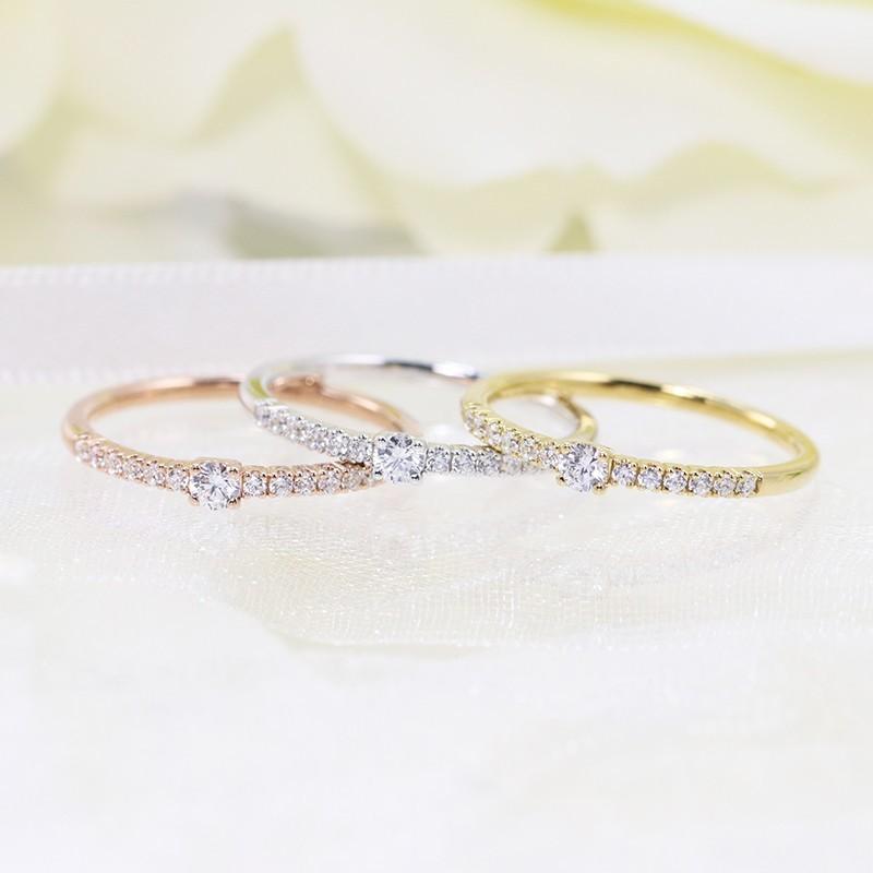 ダイヤモンド リング K10 YG PG WG ゴールド 0.15ct  ダイヤ 指輪 Hカラー SIクラス エタニティ カラーは選べる3カラーの画像