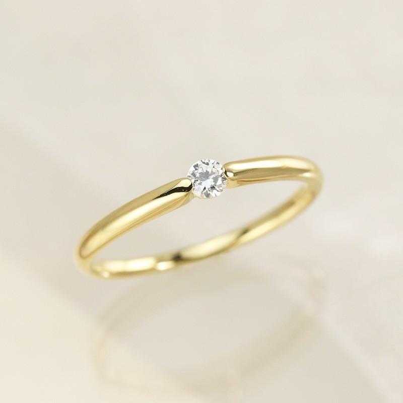 0.08ct ダイヤモンド一粒リング  K10YG/PG/WG ゴールド　ダイヤ 指輪 一粒 Hカラー SIクラス 10金 カラーは選べる3カラーの画像