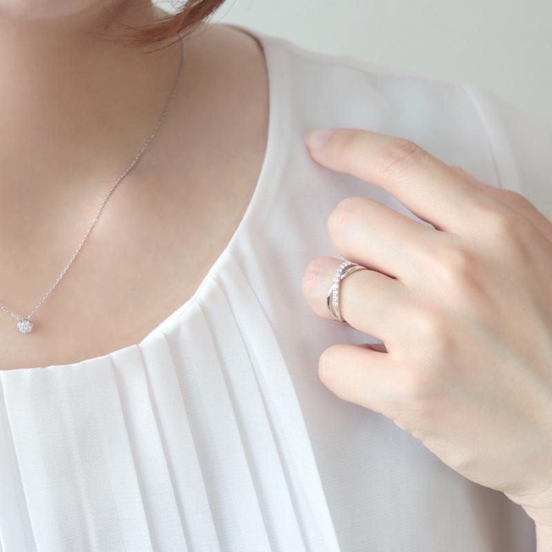 A&Gクロスリング　オーダー石付き約14.5号 Jeweluce（ジュエルーチェ） ダイヤモンド エタニティ クロス リング