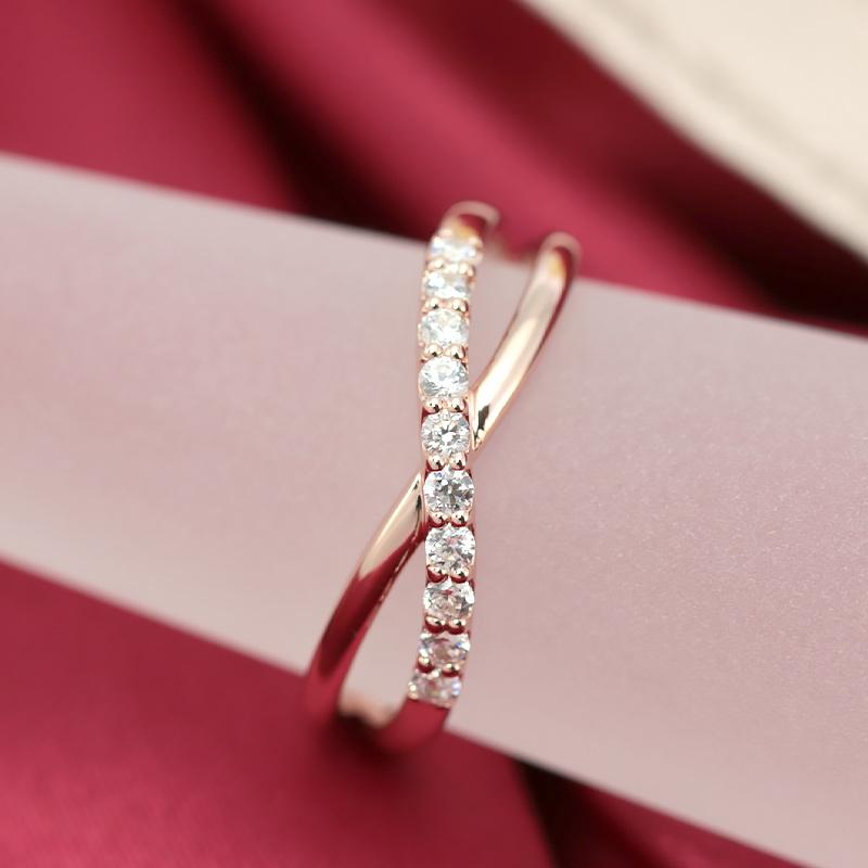 ダイヤモンド エタニティ クロス リング K18 YG PG WG  ゴールド 0.18ct ダイヤ 指輪 Hカラー SIクラス 18金 10pcsの画像