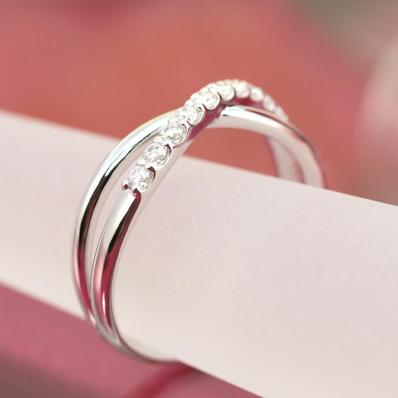 ダイヤモンド エタニティ クロス リング K10 YG PG WG  ゴールド 0.18ct ダイヤ 指輪 Hカラー SIクラス 10金 テンダイヤ 10pcsの画像