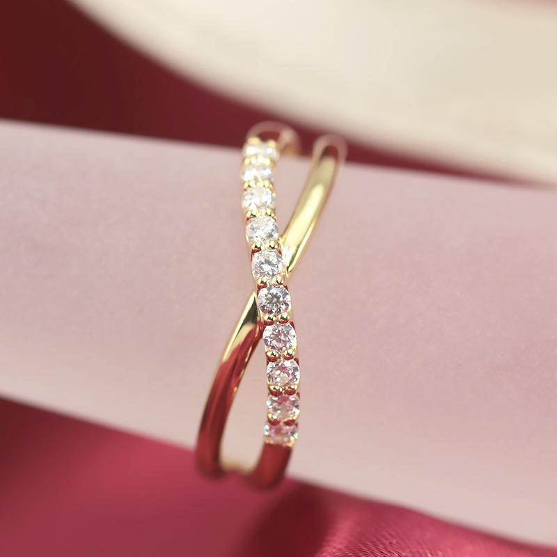 ダイヤモンド エタニティ クロス リング K10 YG PG WG  ゴールド 0.18ct ダイヤ 指輪 Hカラー SIクラス 10金 テンダイヤ 10pcsの画像