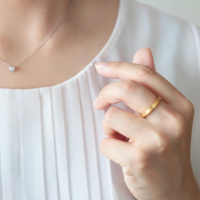 Jeweluce K24 純金 ゴールド リング 3mm 【6〜13号】 艶消し 指輪 24k 