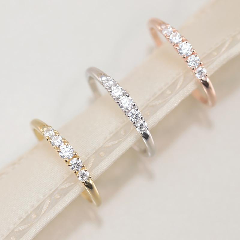 ダイヤモンド グラデーション エタニティ リング K18 YG PG WG ゴールド 0.2ct ダイヤ 指輪 Hカラー SIクラス 18金 選べる3カラーの画像