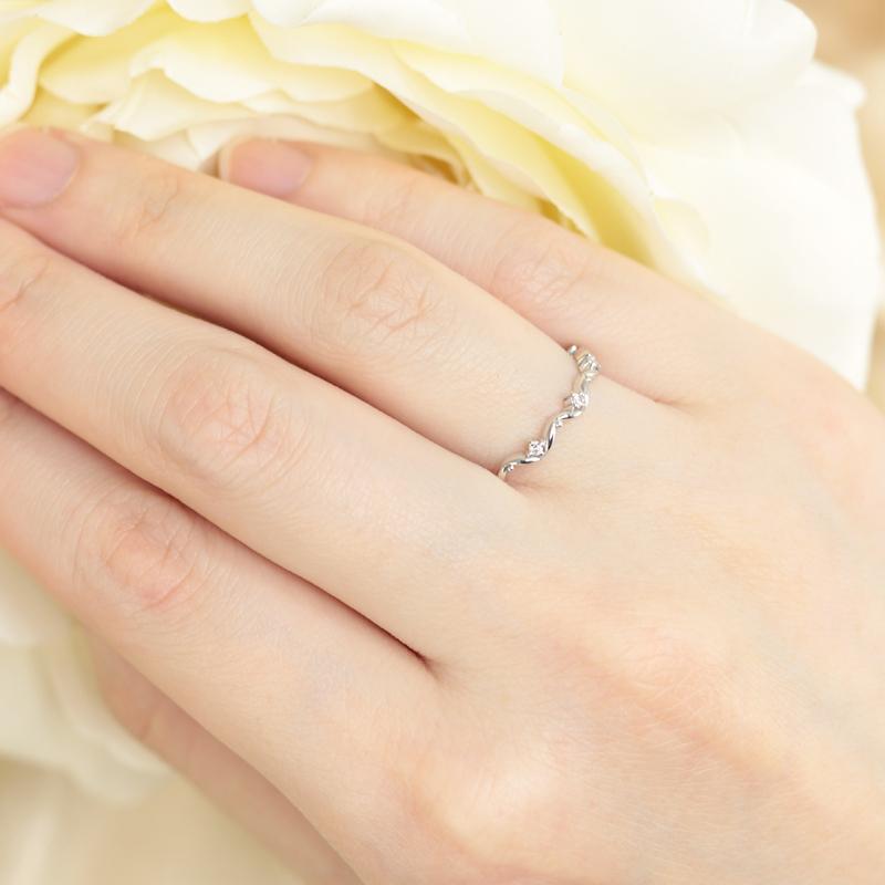 K18 ダイヤモンド 0.03ct ミルフィーユリングリング K18 WG/PG/YG ゴールド 指輪 レディース ギフト プレゼント 人気 重ね着け ダイヤの画像