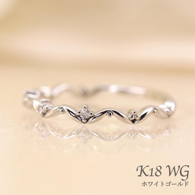 K18 ダイヤモンド 0.03ct ミルフィーユリングリング K18 WG/PG/YG ゴールド 指輪 レディース ギフト プレゼント 人気 重ね着け ダイヤの画像