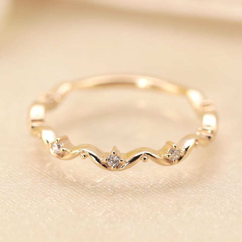 K18 ダイヤモンド 0.03ct ミルフィーユリングリング K18 WG/PG/YG ゴールド 指輪 レディース ギフト プレゼント 人気 重ね着け ダイヤの画像