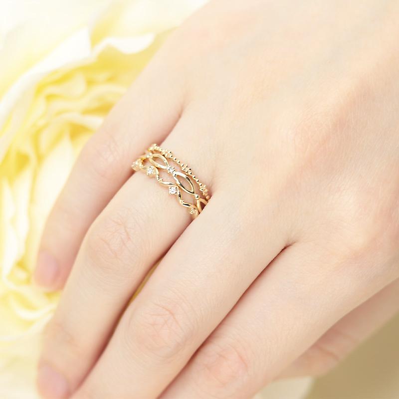 ダイヤモンド リング K18 YG PG WG イエロー ピンク ホワイト ゴールド 0.02ct  ダイヤ 指輪 18金 カラーは選べる3色の画像
