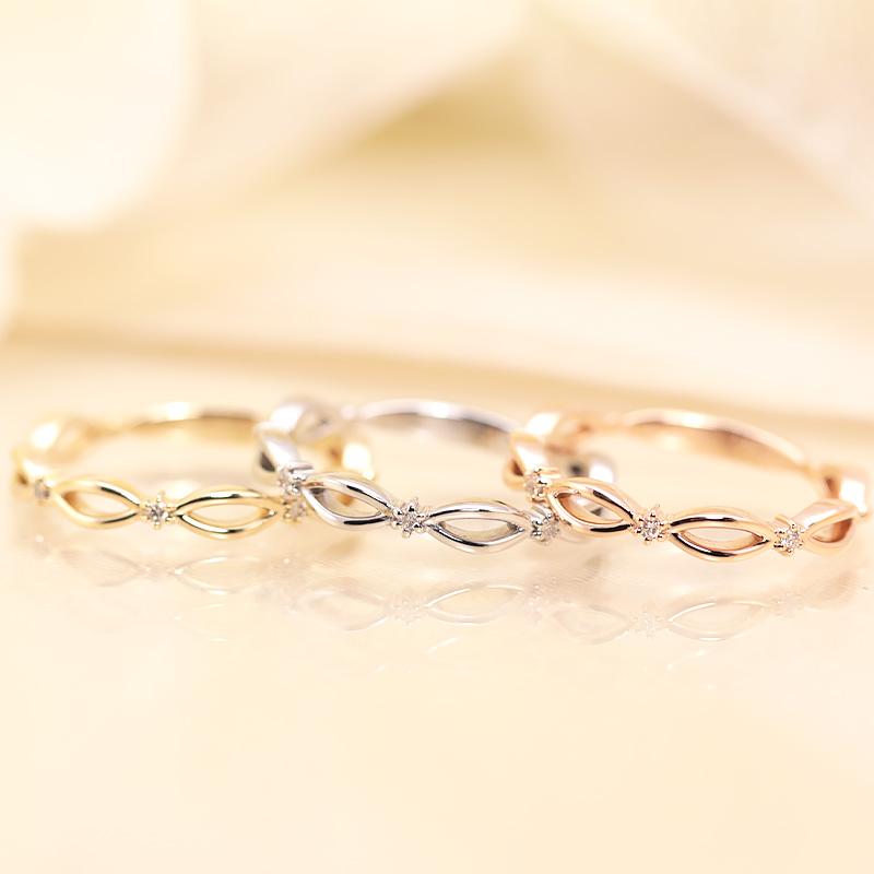 ダイヤモンド リング K18 YG PG WG イエロー ピンク ホワイト ゴールド 0.02ct  ダイヤ 指輪 18金 カラーは選べる3色の画像