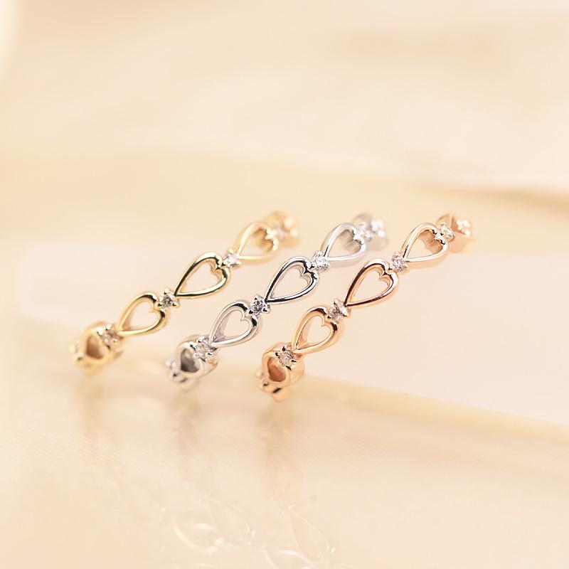 ダイヤモンド リング K18 YG PG WG イエロー ピンク ホワイト ゴールド 0.03ct ダイヤ ハート 指輪 エタニティ 18金 カラーは選べる3色の画像