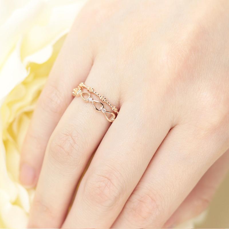 ダイヤモンド リング K18 YG PG WG イエロー ピンク ホワイト ゴールド 0.03ct ダイヤ ハート 指輪 エタニティ 18金 カラーは選べる3色の画像