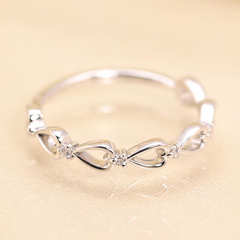 ダイヤモンド リング K18 YG PG WG イエロー ピンク ホワイト ゴールド 0.03ct ダイヤ ハート 指輪 エタニティ 18金 カラーは選べる3色の画像
