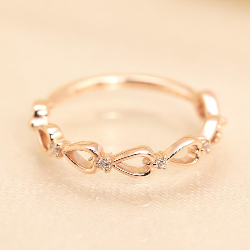 ダイヤモンド リング K18 YG PG WG イエロー ピンク ホワイト ゴールド 0.03ct ダイヤ ハート 指輪 エタニティ 18金 カラーは選べる3色の画像