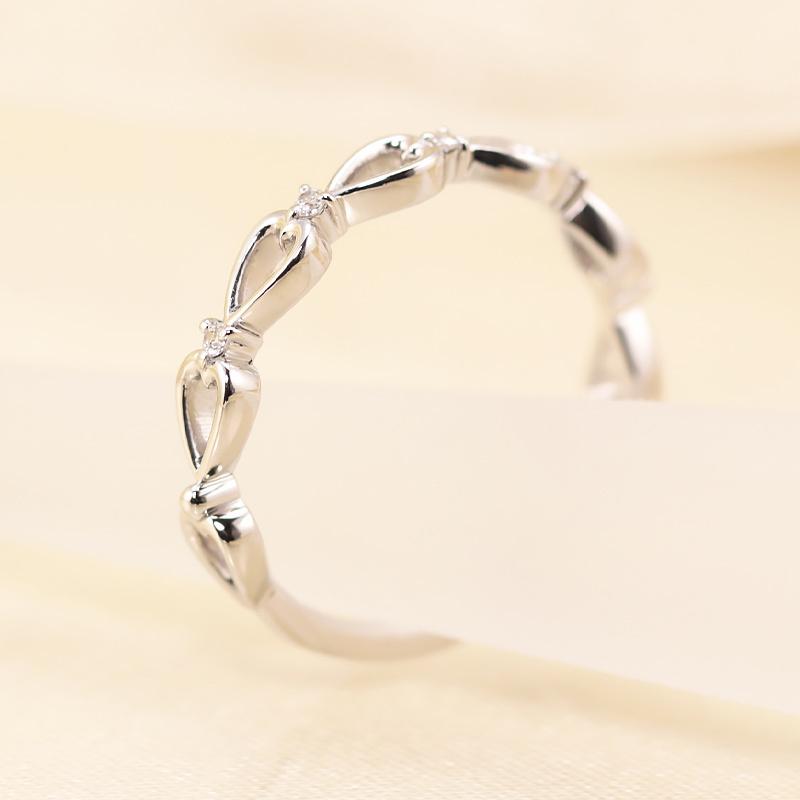 ダイヤモンド リング K18 YG PG WG イエロー ピンク ホワイト ゴールド 0.03ct ダイヤ ハート 指輪 エタニティ 18金 カラーは選べる3色の画像
