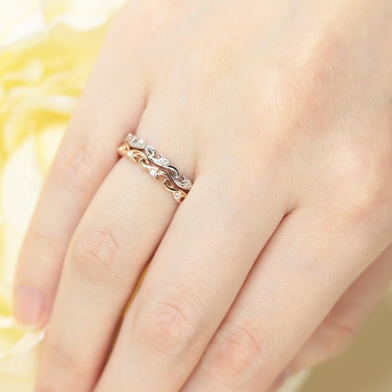 ミルフィーユ リング K18 指輪 0.02ct レディース ギフト プレゼント 人気 重ね着け ダイヤ ダイヤモンド  WG/PG/YG ゴールドの画像