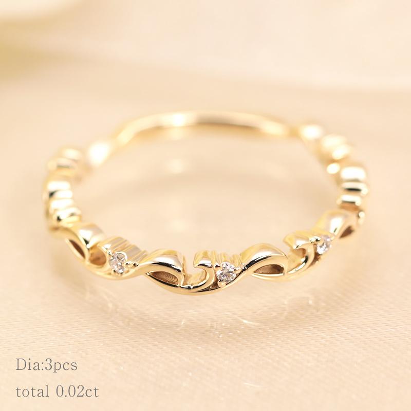 ミルフィーユ リング K18 指輪 0.02ct レディース ギフト プレゼント 人気 重ね着け ダイヤ ダイヤモンド  WG/PG/YG ゴールドの画像