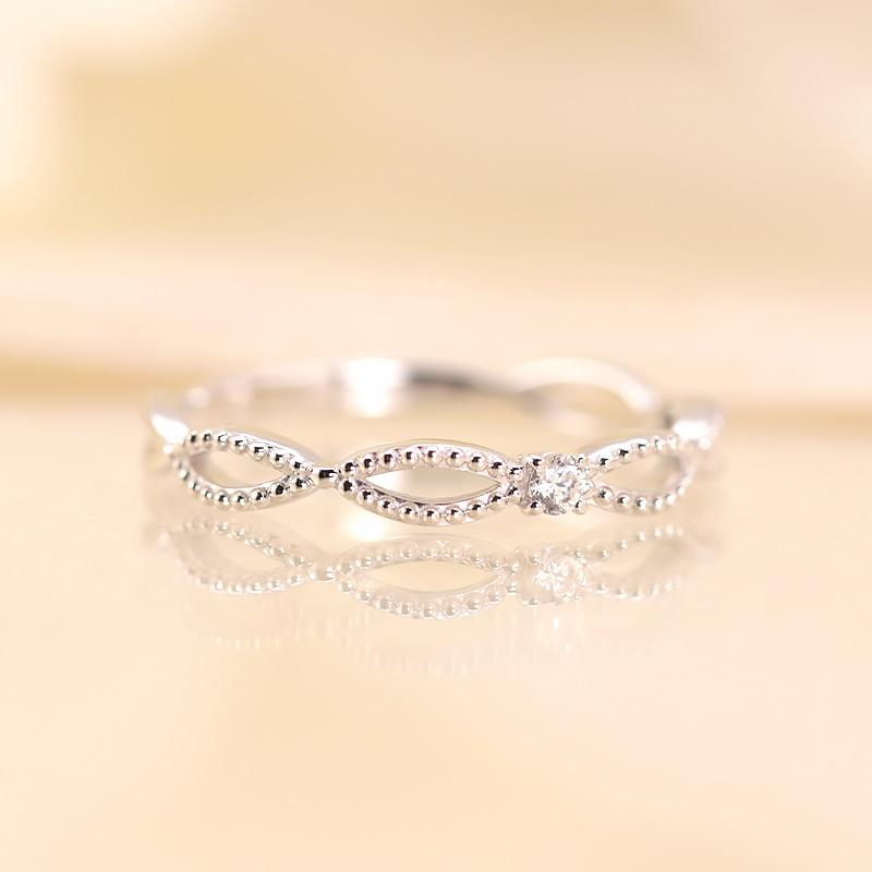 ミルフィーユ リング K18 指輪 0.03ct レディース ギフト プレゼント 人気 重ね着け ダイヤ ダイヤモンド  WG/PG/YGの画像