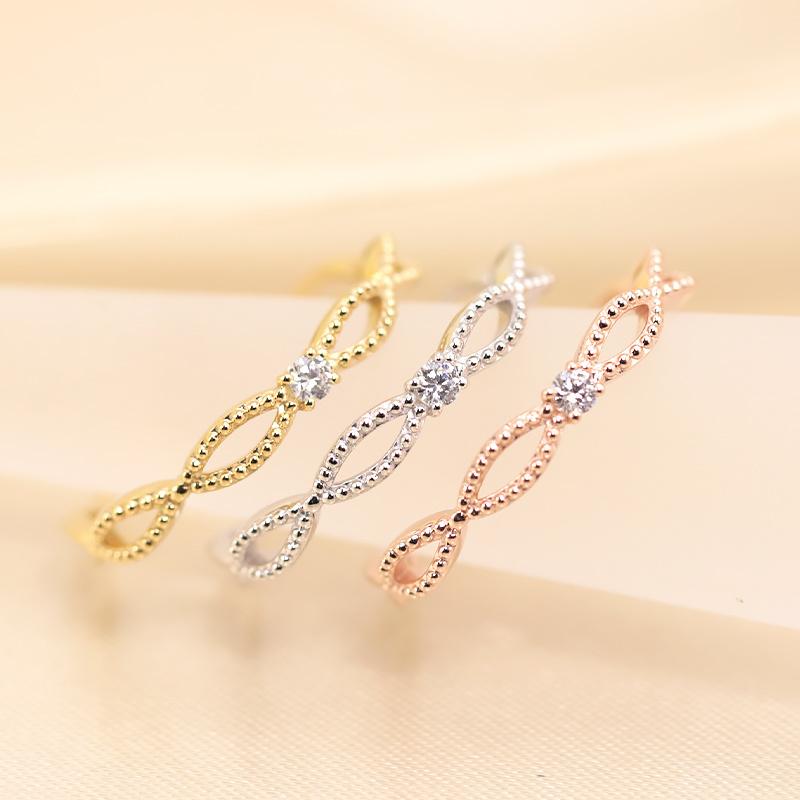 ミルフィーユ リング K18 指輪 0.03ct レディース ギフト プレゼント 人気 重ね着け ダイヤ ダイヤモンド  WG/PG/YGの画像