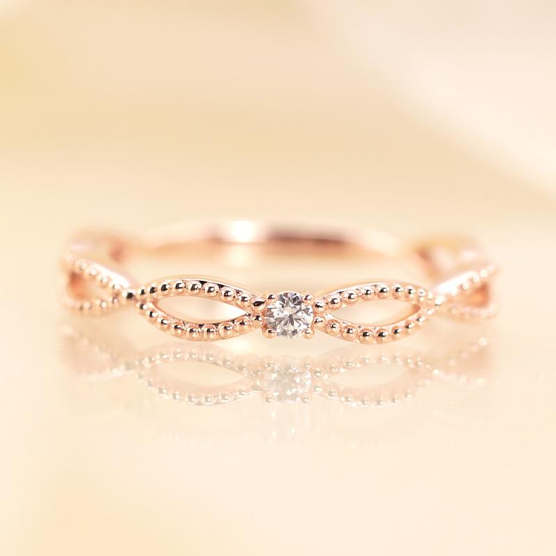 ミルフィーユ リング K18 指輪 0.03ct レディース ギフト プレゼント 人気 重ね着け ダイヤ ダイヤモンド  WG/PG/YGの画像
