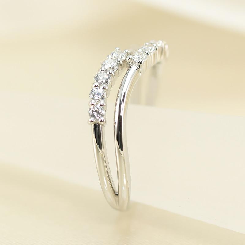 K10 WG/PG/YG テンダイヤモンド 重ね付け風 ウェーブリング  0.25ct ダイヤ 指輪 10ダイヤ 10周年 記念日 ゴールド  HカラーSIクラスの画像