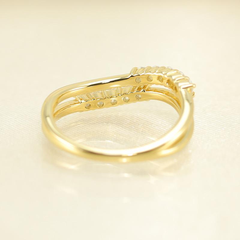 K10 WG/PG/YG テンダイヤモンド 重ね付け風 ウェーブリング  0.25ct ダイヤ 指輪 10ダイヤ 10周年 記念日 ゴールド  HカラーSIクラスの画像