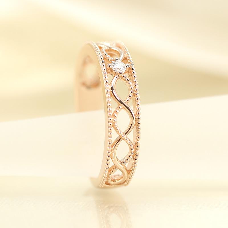 K18 WG/PG/YG ダイヤモンド レースリング メビウス  0.03ct ダイヤ 指輪 ゴールド 記念日 プレゼントの画像