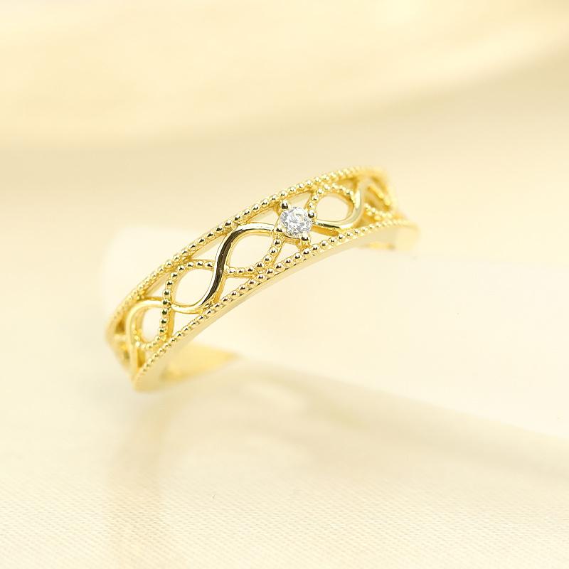 K18 WG/PG/YG ダイヤモンド レースリング メビウス  0.03ct ダイヤ 指輪 ゴールド 記念日 プレゼントの画像