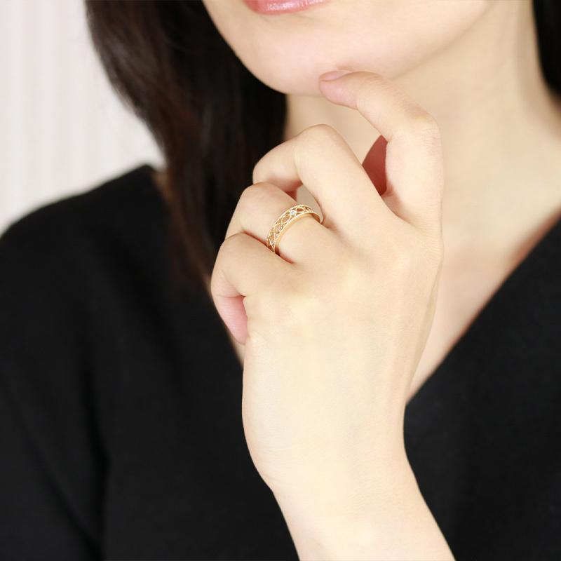 K18 WG/PG/YG ダイヤモンド レースリング メビウス  0.03ct ダイヤ 指輪 ゴールド 記念日 プレゼントの画像