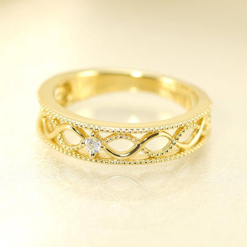 K18 WG/PG/YG ダイヤモンド レースリング メビウス  0.03ct ダイヤ 指輪 ゴールド 記念日 プレゼントの画像