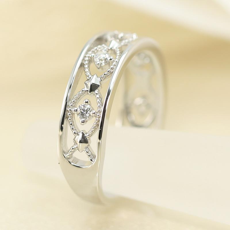 K10 WG/PG/YG ダイヤモンド レースリング クラシカル  0.12ct ダイヤ 指輪 ゴールド 記念日 プレゼントの画像