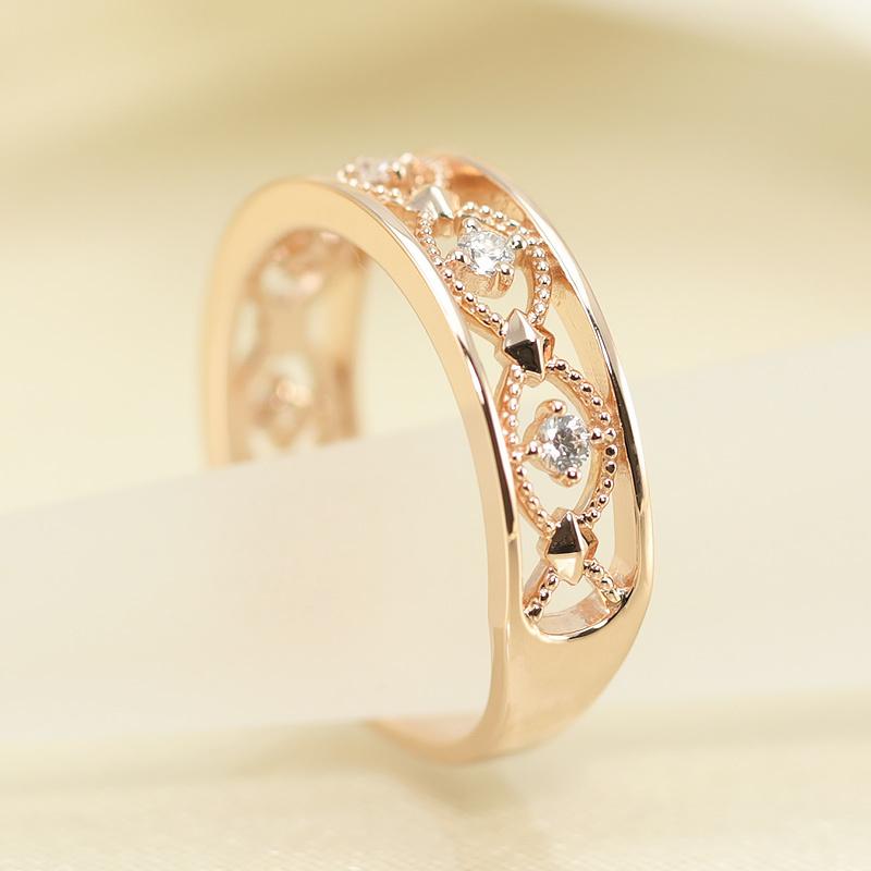 K10 WG/PG/YG ダイヤモンド レースリング クラシカル  0.12ct ダイヤ 指輪 ゴールド 記念日 プレゼントの画像