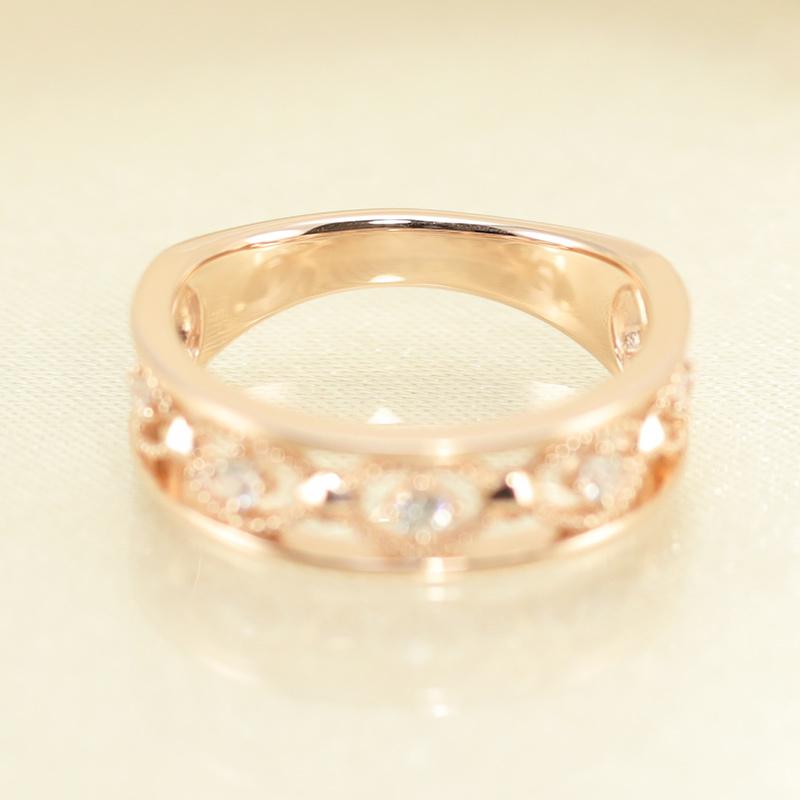 K10 WG/PG/YG ダイヤモンド レースリング クラシカル  0.12ct ダイヤ 指輪 ゴールド 記念日 プレゼントの画像