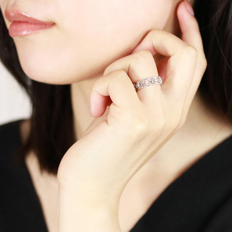 K10 WG/PG/YG ダイヤモンド レースリング クラシカル  0.12ct ダイヤ 指輪 ゴールド 記念日 プレゼントの画像
