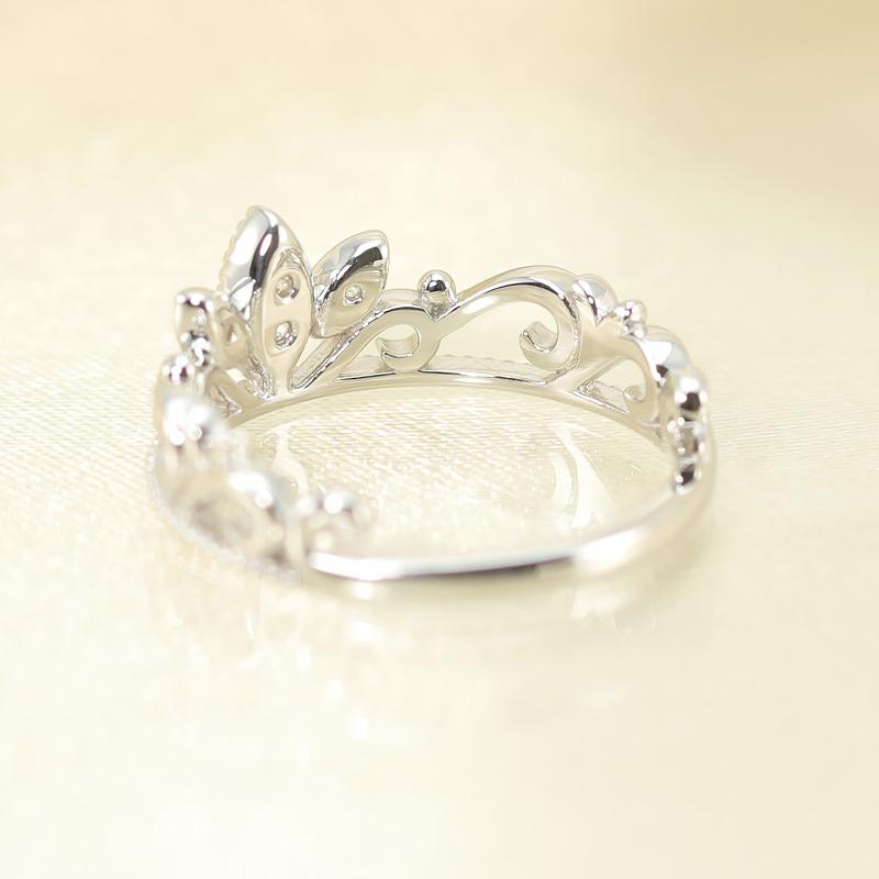 K18 WG/PG/YG ダイヤモンド ティアラ リング 王冠 クラウン 0.04ct ダイヤ 指輪 ゴールド 記念日 プレゼントの画像