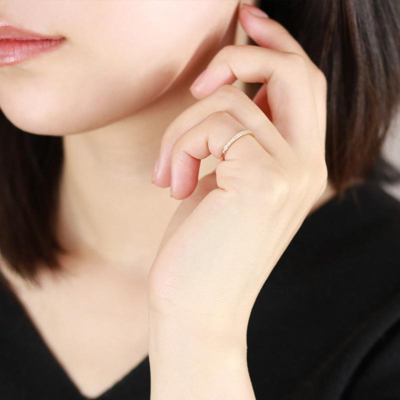 ダイヤモンド エタニティ ピンキー リング K10 YG PG WG ゴールド 0.13ct ダイヤ 指輪 Hカラー/SIクラス プレゼント ギフト 10金 選べる3カラー 小指の画像