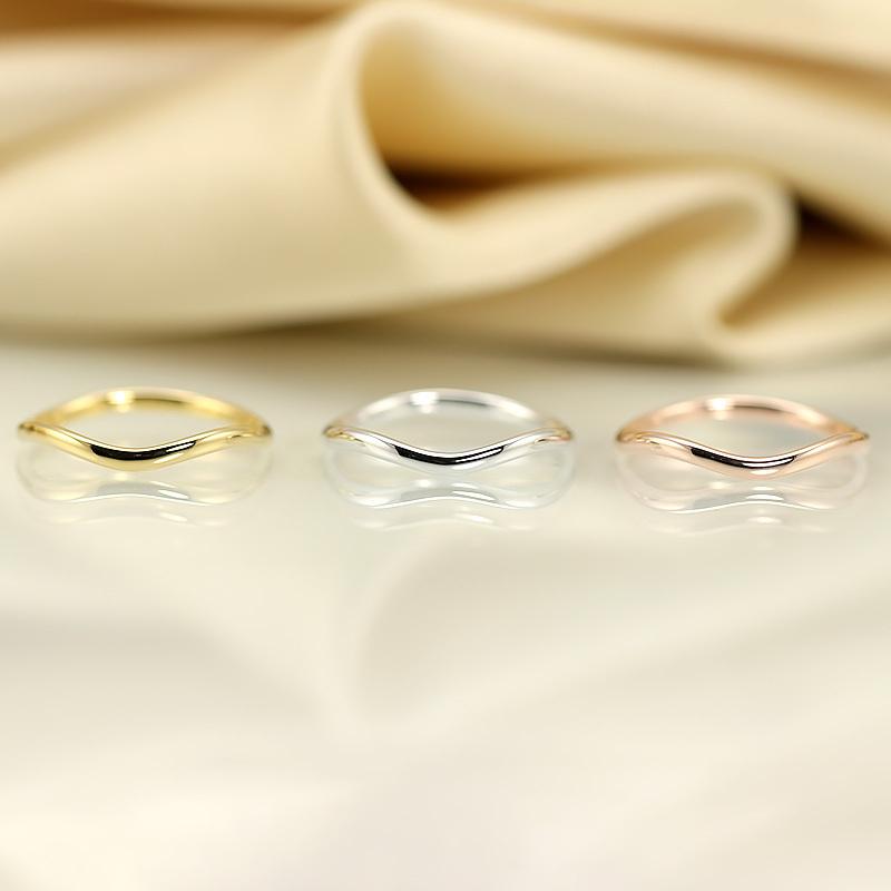 Jeweluce K10 地金 リング Wave ウェーブライン 指輪 ホワイト Jeweluce K10 地金 リング Wave ウェーブライン 指輪 ホワイト