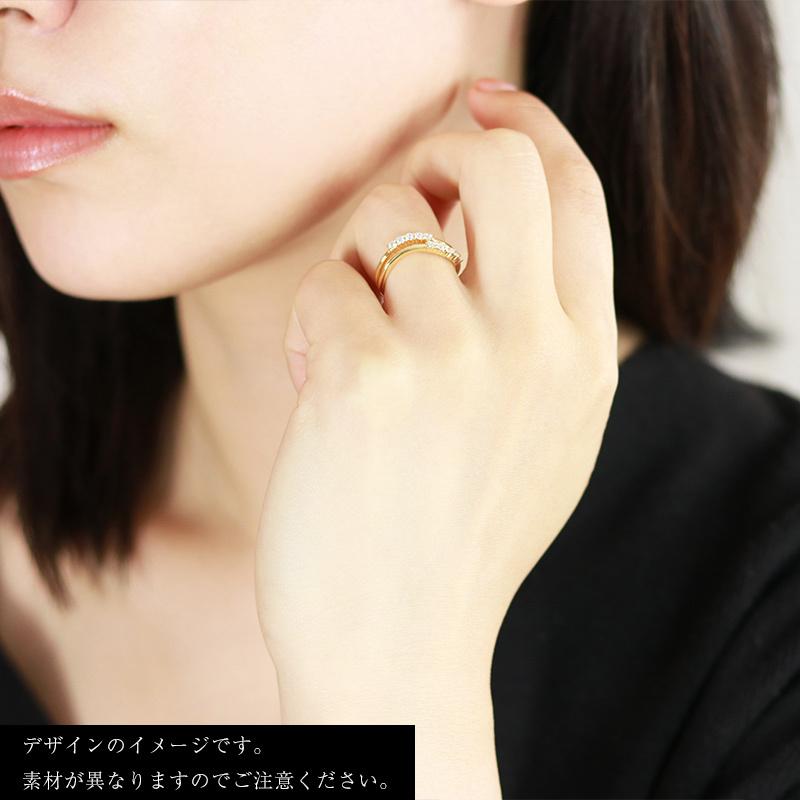プラチナ pt950 テンダイヤモンド 重ね付け風 ウェーブリング  0.25ct ダイヤ 指輪 10ダイヤ 10周年 記念日の画像
