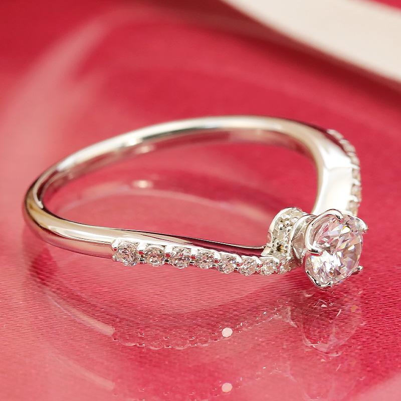 【中央宝石研究所 鑑定書付き】0.3ct センター石 total0.45ct 大粒 ダイヤモンド エタニティリング【Gカラー/SI1/VGカット】の画像