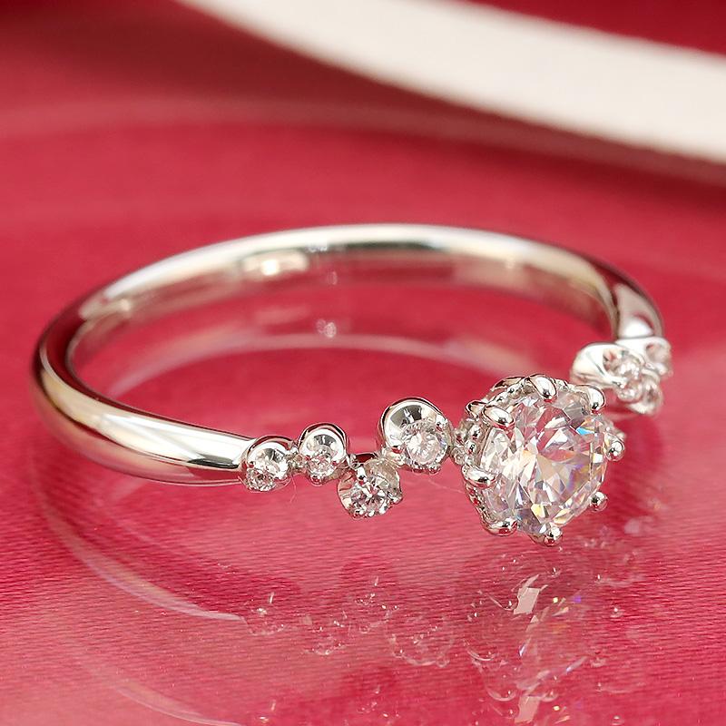 【中央宝石研究所 鑑定書付き】【0.36ct 】センター石 0.3ct 大粒 ダイヤモンド エタニティリング【Gカラー/SI1/VGカット】の画像