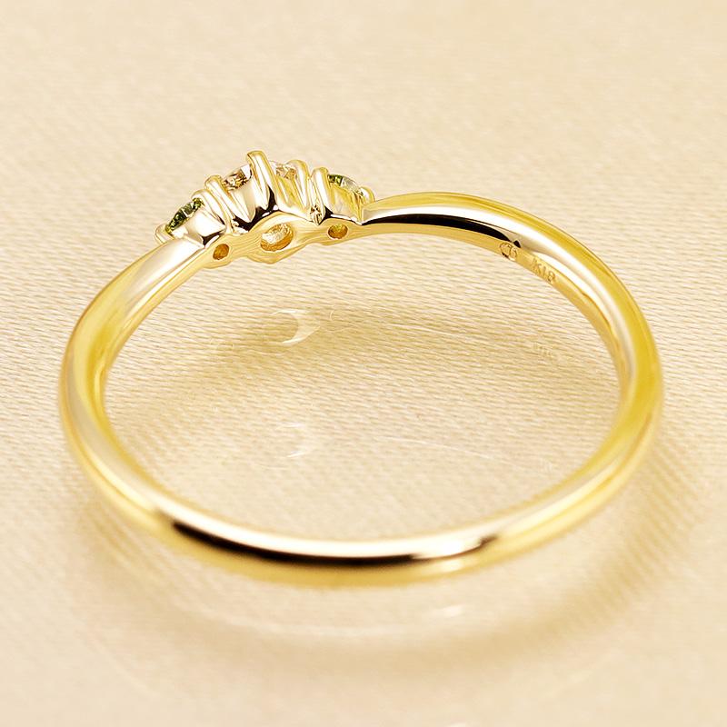 K18 YG/PG/WG 選べる カラーダイヤモンド トリートメント Dia リング ダイヤモンド【0.14ct】ゴールド エンゲージ 婚約指輪 ブライダル ウェーブ プレゼントの画像